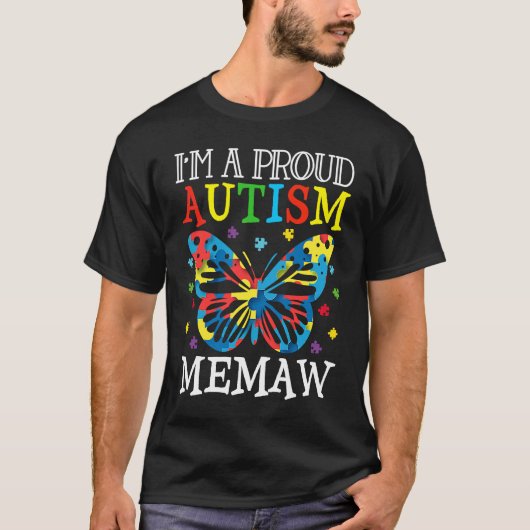 Autism Awareness Butterfly I'm a Proud Autism Mema T-shirt (Voorkant)