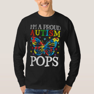 Autism Awareness Butterfly I'm a Proud Autism Pops T-shirt
