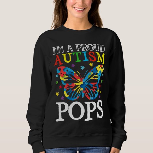 Autism Awareness Butterfly I'm a Proud Autism Pops Trui (Voorkant)