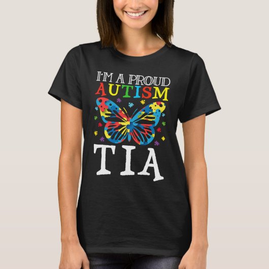 Autism Awareness Butterfly I'm a Proud Autism Tia T-shirt (Voorkant)