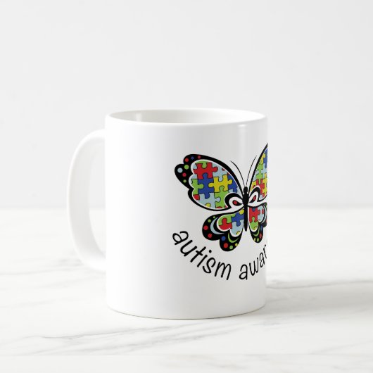 Autism Awareness Butterfly Mok (Voorkant links)