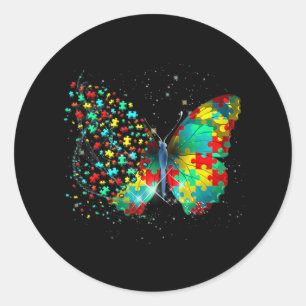 Autism Awareness Butterfly Peace Lover Gift Mannen Ronde Sticker