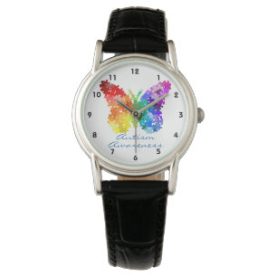 Autism Awareness Butterfly Puzzle Design Horloge