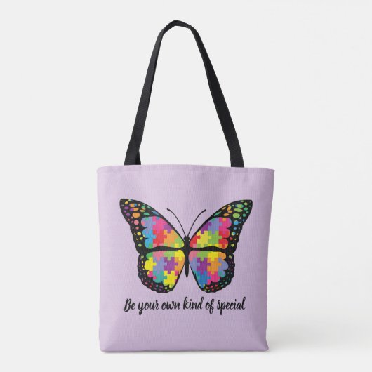 Autism Awareness Butterfly Puzzle Piece Tote Bag (Achterkant)