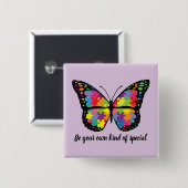 Autism Awareness Butterfly Puzzle Piece Vierkante Button 5,1 Cm (Voorkant /achterkant)