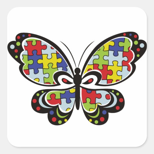 Autism Awareness Butterfly Vierkante Sticker (Voorkant)