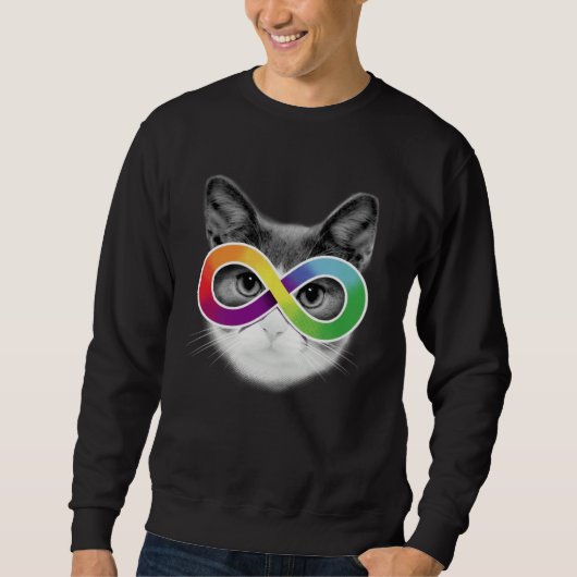 Autism Awareness Cat Wearing Infinity Symbol Glass Trui (Voorkant)