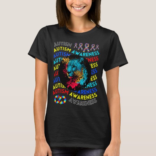 Autism Awareness Cheetah For Teacher Autism Moms D T-shirt (Voorkant)