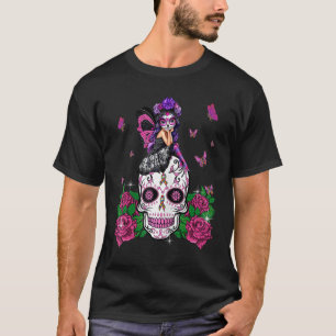Autism Awareness Coffee Sugar Skull Girl Angel T-shirt