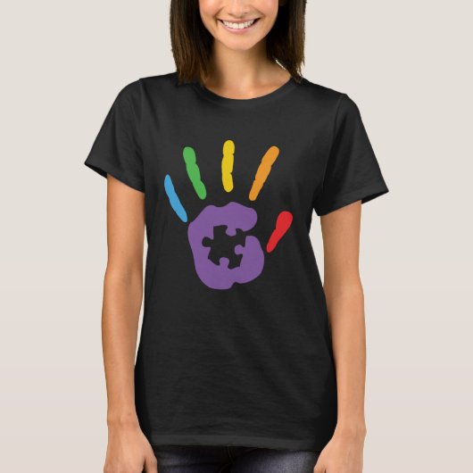 Autism Awareness Colorful Hand Support Autism T-shirt (Voorkant)