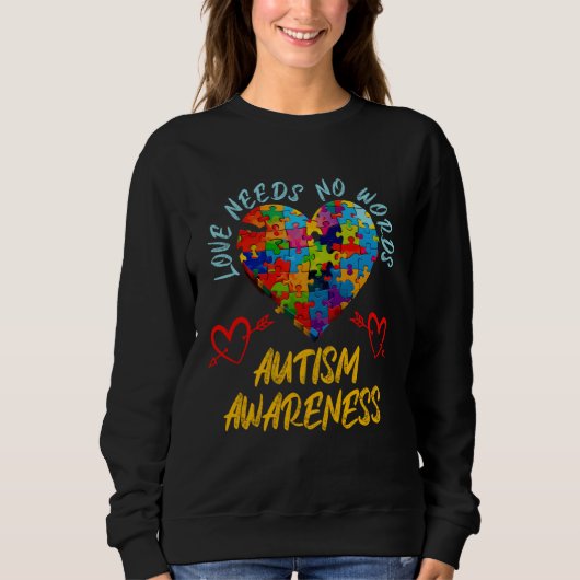 Autism awareness colorful puzzle heart Autistic Trui (Voorkant)
