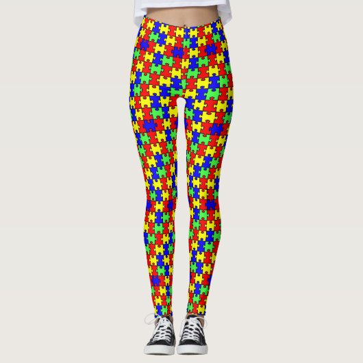 Autism Awareness Colorful Puzzle Leggings (Voorkant)