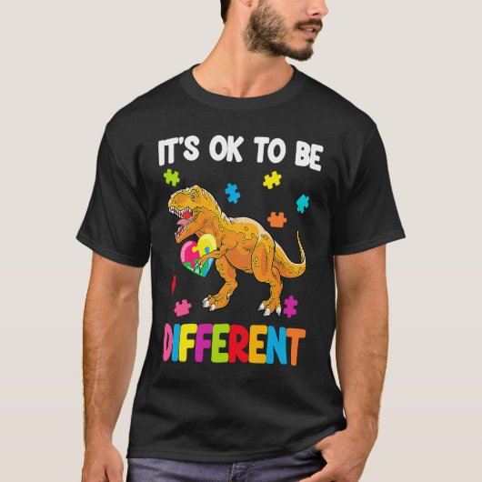 Autism Awareness Cute Dinosaur It's Ok To Be Diffe T-shirt (Voorkant)
