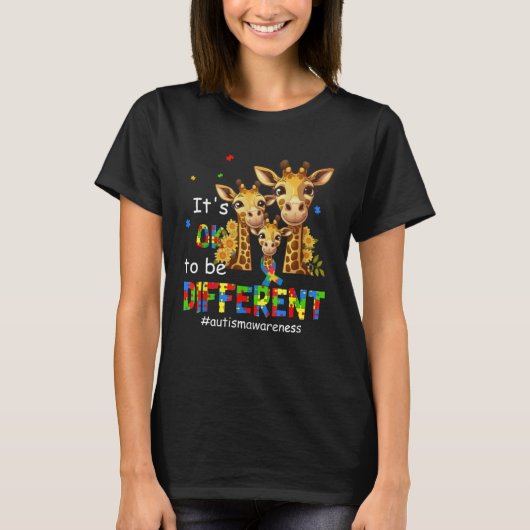 Autism Awareness Cute Giraffe Animal It s Ok To Be T-shirt (Voorkant)