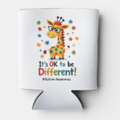 Autism Awareness Cute Giraffe Animal Its Ok To Be Blikjeskoeler (Voorkant)
