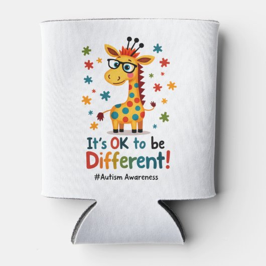 Autism Awareness Cute Giraffe Animal Its Ok To Be  Blikjeskoeler (Voorkant)