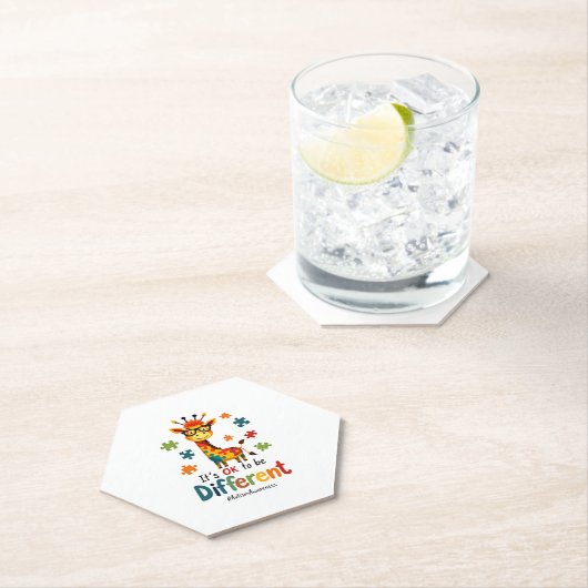 Autism Awareness Cute Giraffe Animal Its Ok To Be  Kartonnen Onderzetters (Insitu)