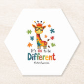 Autism Awareness Cute Giraffe Animal Its Ok To Be  Kartonnen Onderzetters (Voorkant)