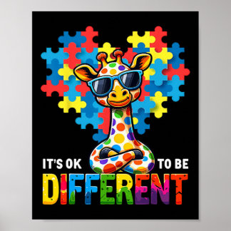 Autism Awareness Cute Giraffe Animal It's Ok To Be Poster