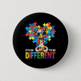 Autism Awareness Cute Giraffe Animal It's Ok To Be Ronde Button 5,7 Cm