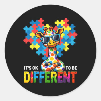 Autism Awareness Cute Giraffe Animal It's Ok To Be Ronde Sticker