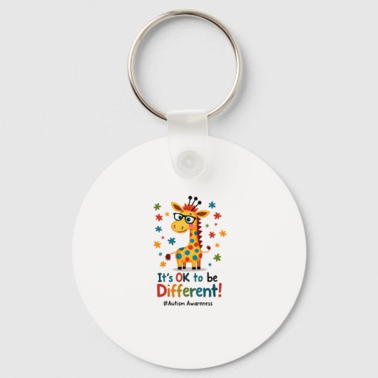 Autism Awareness Cute Giraffe Animal Its Ok To Be  Sleutelhanger (Voorkant)
