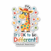 Autism Awareness Cute Giraffe Animal Its Ok To Be Sticker (Voorkant)