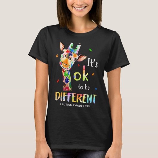 Autism Awareness Cute Giraffe Animals Be Different T-shirt (Voorkant)