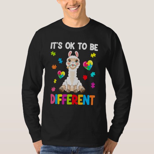 Autism Awareness Cute Llama  It s Ok To Be Differe T-shirt (Voorkant)