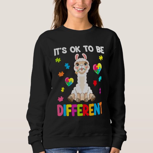 Autism Awareness Cute Llama  It s Ok To Be Differe Trui (Voorkant)