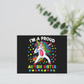 Autism Awareness Dabbing Unicorn Girl Proud Autism Briefkaart (Staand voorkant)