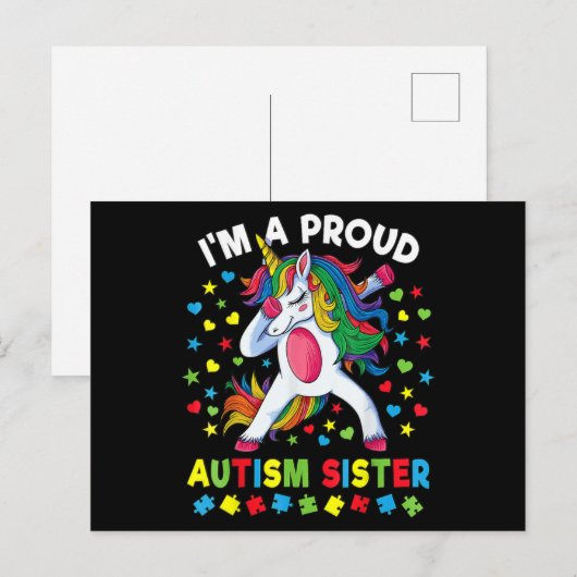 Autism Awareness Dabbing Unicorn Girl Proud Autism Briefkaart (Voorkant / Achterkant)
