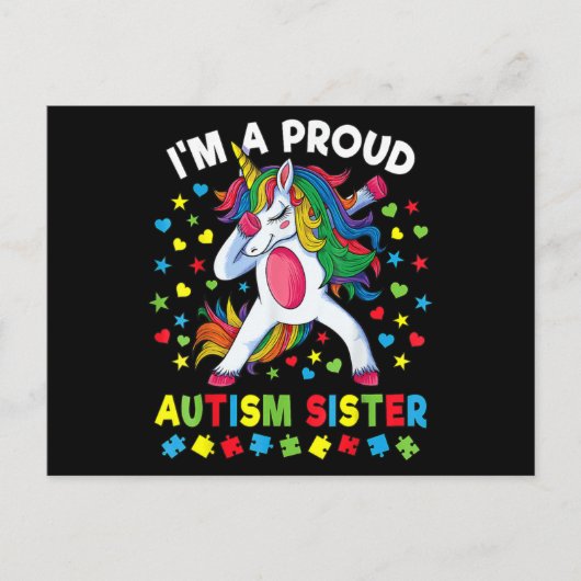 Autism Awareness Dabbing Unicorn Girl Proud Autism Briefkaart (Voorkant)