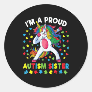 Autism Awareness Dabbing Unicorn Girl Proud Autism Ronde Sticker