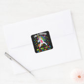 Autism Awareness Dabbing Unicorn Girl Proud Autism Vierkante Sticker (Envelop)