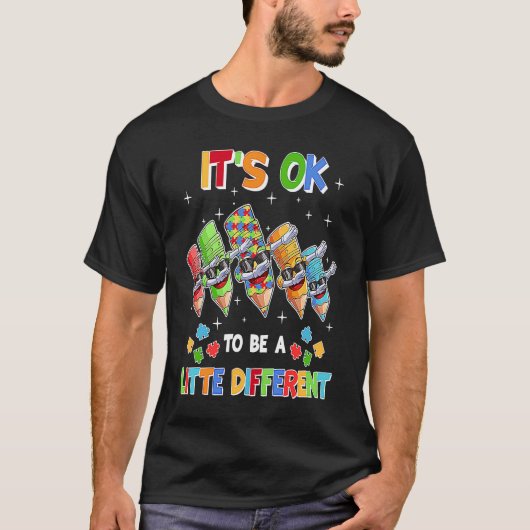 Autism Awareness DabbingCrayon Its Ok To Be Differ T-shirt (Voorkant)