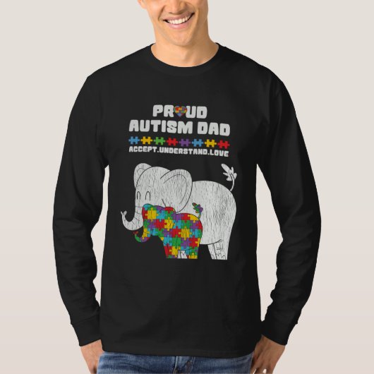 Autism Awareness Dad Accept Proud Autism Son Dad E T-shirt (Voorkant)