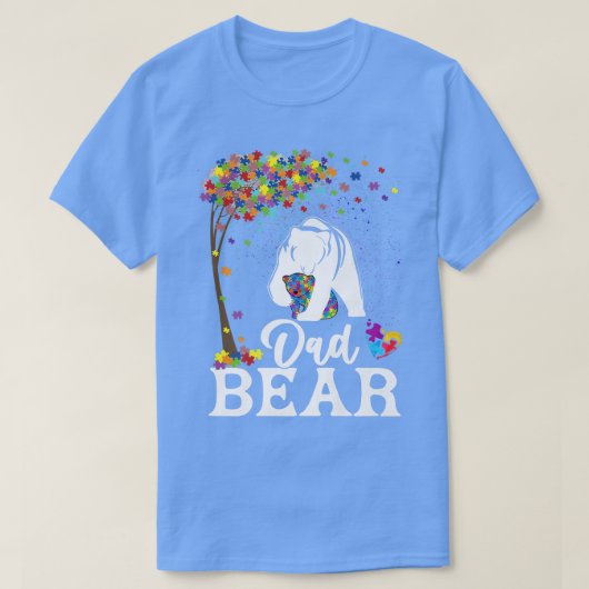 Autism Awareness Dad Bear Support Autistic Premium T-shirt (Design voorkant)