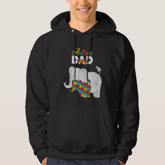 Autism Awareness Dad Proud Autistic Son Daughter E Hoodie (Voorkant)