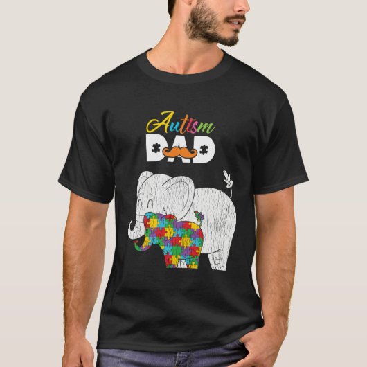 Autism Awareness Dad Proud Autistic Son Daughter E T-shirt (Voorkant)
