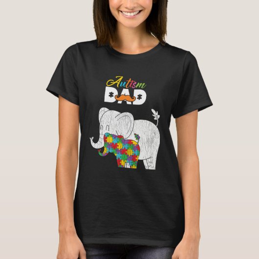 Autism Awareness Dad Proud Autistic Son Daughter E T-shirt (Voorkant)