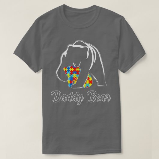 Autism Awareness Daddy Bear Puzzle Support Autisti T-shirt (Design voorkant)
