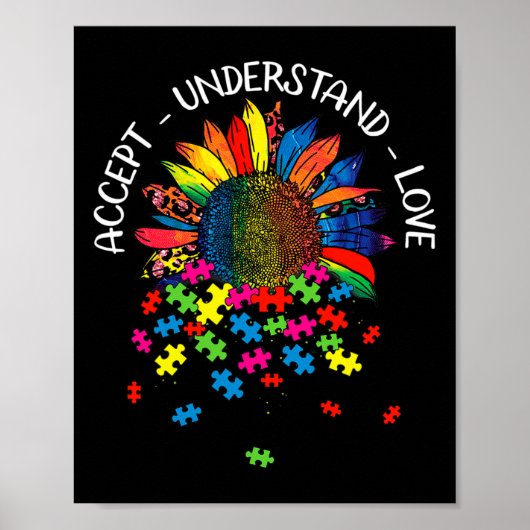 Autism Awareness Daisy Flower Accepteren Begrip Lo Poster (Voorkant)