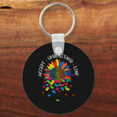Autism Awareness Daisy Flower Accepteren Begrip Lo Sleutelhanger (Voorkant)