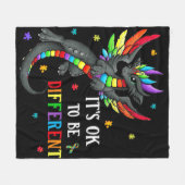Autism Awareness Day Dragon Gift It's Ok To Be Dif Fleece Deken (Voorkant (Horizontaal))
