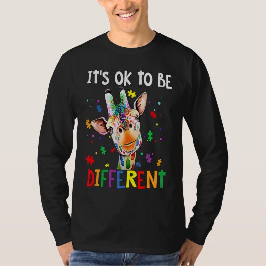 Autism Awareness Day Giraffe It's Ok To Be Differe T-shirt (Voorkant)