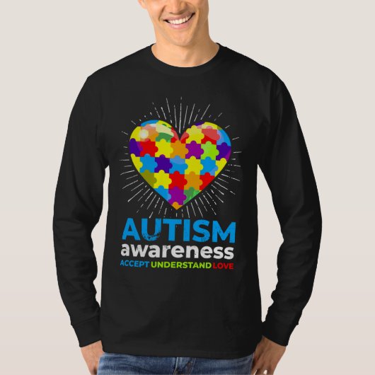 Autism Awareness Day Support Accepteert Lov T-shirt (Voorkant)