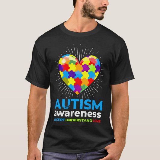 Autism Awareness Day Support Accepteert Lov T-shirt (Voorkant)