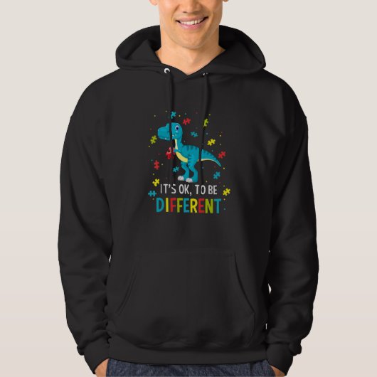 Autism Awareness Dinosaur Kid Boys Its Ok To Be Di Hoodie (Voorkant)