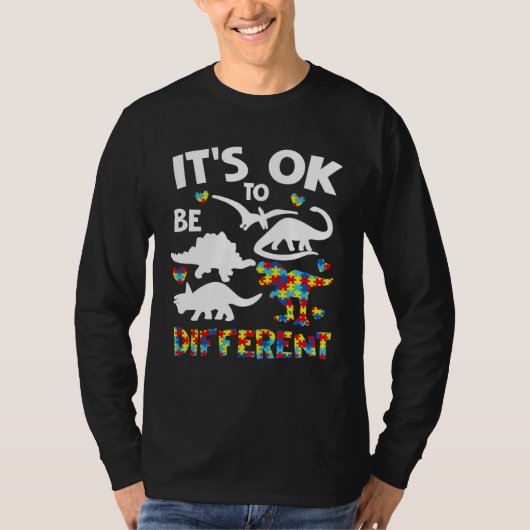 Autism Awareness Dinosaur Kid Boys Its Ok To Be Di T-shirt (Voorkant)
